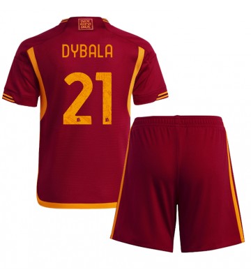 AS Roma Paulo Dybala #21 Primera Equipación Niños 2023-24 Manga Corta (+ Pantalones cortos)